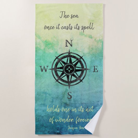 Blauwgroen Ombre Zee Strandlaken (Voorkant)