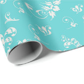 Blauwgroen  omlooppapier voor flessenpatronen cadeaupapier (Rol Hoek)