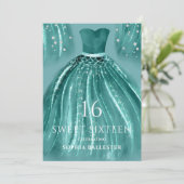 Blauwgroen onder de Zee Mermaid Dress Sweet 16 Par Kaart (Staand voorkant)