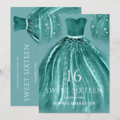 Blauwgroen onder de Zee Mermaid Dress Sweet 16 Par Kaart (Voorkant / Achterkant)
