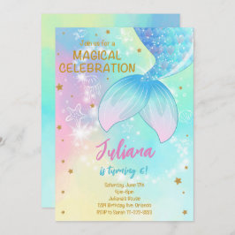 Blauwgroen Onder het Zee Mermaid Tail Birthday Inv Kaart