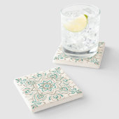 Blauwgroen  onderzetter van Spaanse tegels (Zijkant)