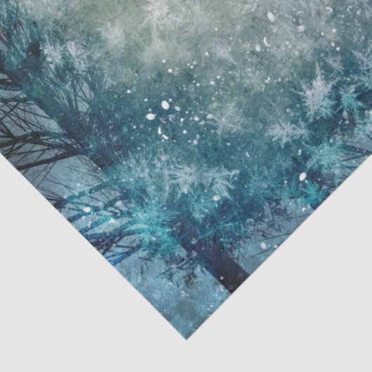 Blauwgroen ontkoppeling van winterpingbomen tissuepapier (Detail)