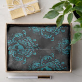 Blauwgroen ontvlechting van de huid en donkergrijz tissuepapier (Geschenk)