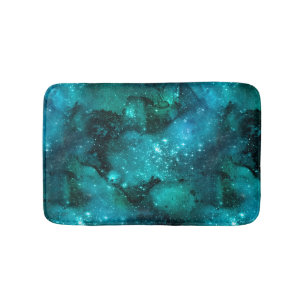 Blauwgroen ontwerp uit de galaxreeks 6 badmat