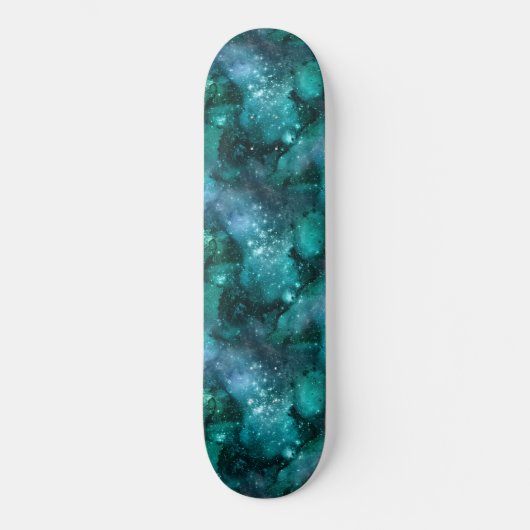 Blauwgroen ontwerp uit de galaxreeks 6 persoonlijk skateboard (Voorkant)