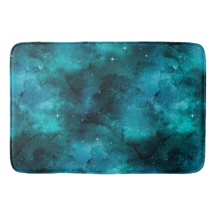 Blauwgroen ontwerp uit de galaxreeks 7 badmat