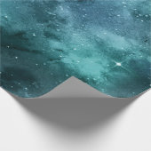 Blauwgroen ontwerp uit de galaxreeks 7 cadeaupapier (Hoek)