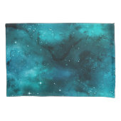 Blauwgroen ontwerp uit de galaxreeks 7 kussensloop (Voorkant-Links)