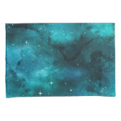 Blauwgroen ontwerp uit de galaxreeks 7 kussensloop (Voorkant-Rechts)