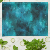 Blauwgroen ontwerp uit de galaxreeks 7 theedoek (Gevouwen)