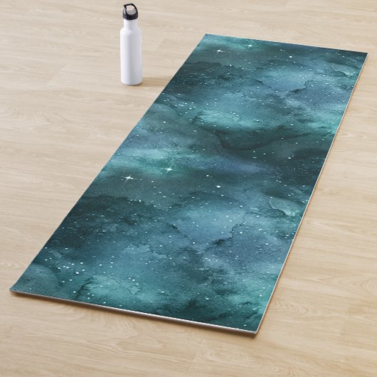 Blauwgroen ontwerp uit de galaxreeks 7 yogamat (In situ)