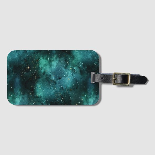 Blauwgroen ontwerp van de galaxreeks 1 bagagelabel (Voorkant (horizontaal))