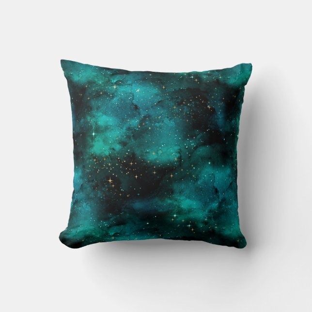 Blauwgroen ontwerp van de galaxreeks 1 kussen (Voorkant)