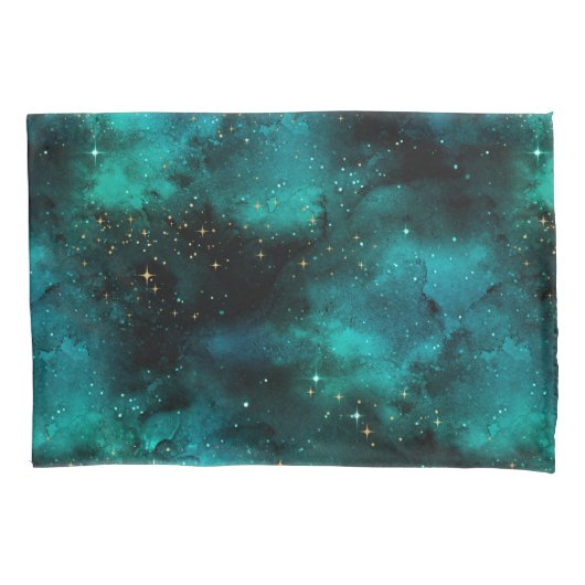 Blauwgroen ontwerp van de galaxreeks 1 kussensloop (Voorkant)