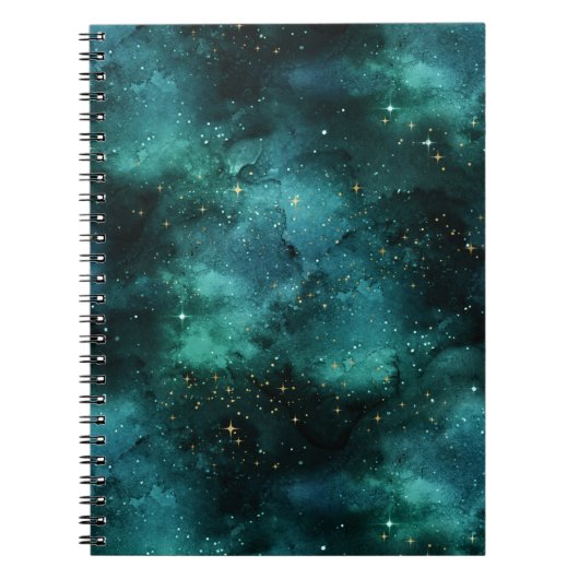 Blauwgroen ontwerp van de galaxreeks 1 notitieboek (Voorkant)