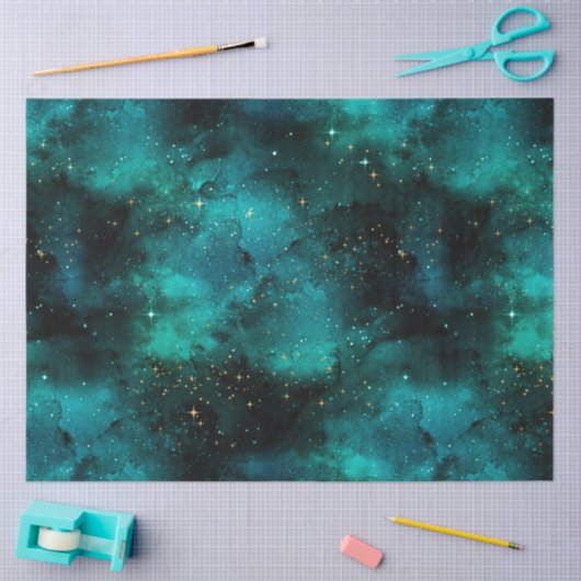 Blauwgroen ontwerp van de galaxreeks 1 tissuepapier (Craft)