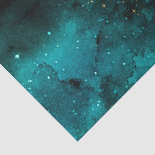 Blauwgroen ontwerp van de galaxreeks 1 tissuepapier (Detail)