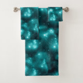 Blauwgroen ontwerp van de galaxreeks 3 bad handdoek (Insitu)