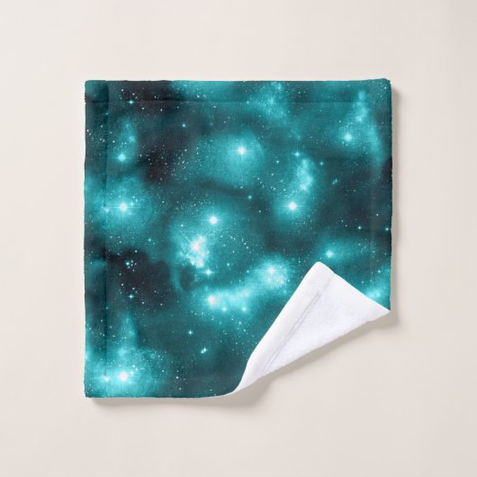 Blauwgroen ontwerp van de galaxreeks 3 bad handdoek (Wasdoekje)