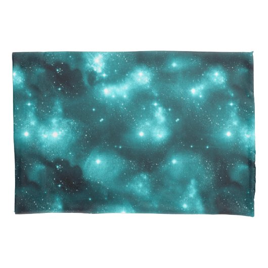 Blauwgroen ontwerp van de galaxreeks 3 kussensloop (Voorkant-Links)