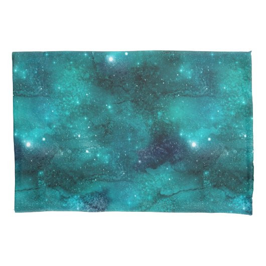 Blauwgroen ontwerp van de galaxreeks 8 kussensloop (Voorkant-Links)
