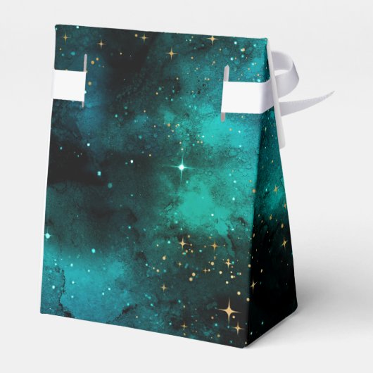 Blauwgroen ontwerp van de Galaxy-reeks 1 Canvas ta Bedankdoosjes (Achterkant)