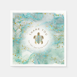 blauwgroen ontwerp van de schildpad voor zeeen servet