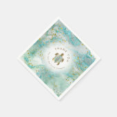 blauwgroen ontwerp van de schildpad voor zeeen servet (Hoek)