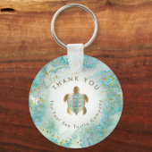 blauwgroen ontwerp van de schildpad voor zeeen sleutelhanger (Voorkant)