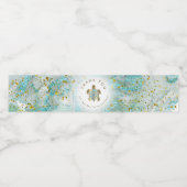 blauwgroen ontwerp van de schildpad voor zeeen waterfles etiket (Enkel label)