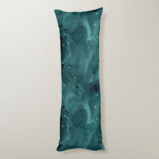 Blauwgroen ontwerp van de sterrenreeks 2 lichaamskussen (Achterkant (Verticaal))