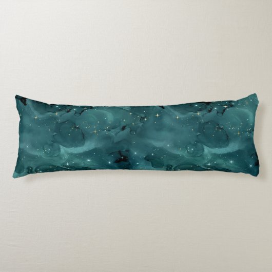 Blauwgroen ontwerp van de sterrenreeks 2 lichaamskussen (Voorkant)