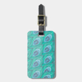 Blauwgroen ontwerp van het Peacock-ventilatorpatro Bagagelabel (Voorkant verticaal)