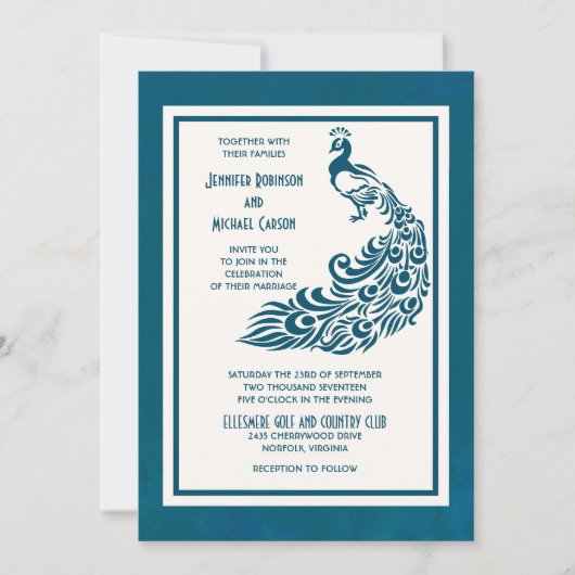 Blauwgroen ontwerp van Peacock l Bold Stylish Art Kaart (Voorkant)