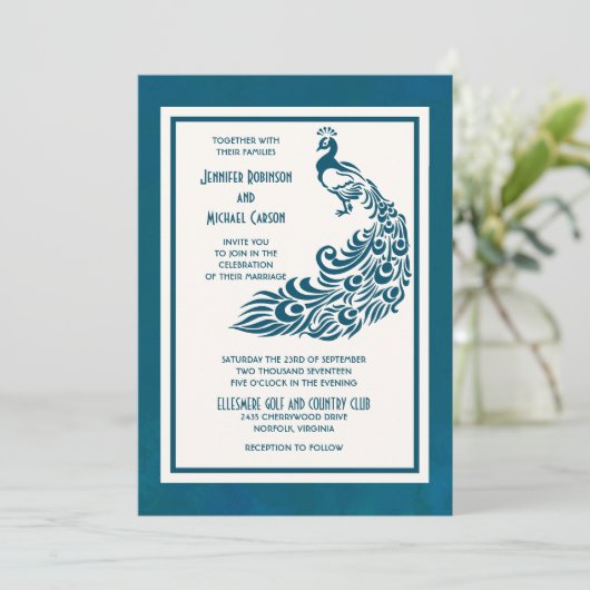 Blauwgroen ontwerp van Peacock l Bold Stylish Art Kaart (Staand voorkant)