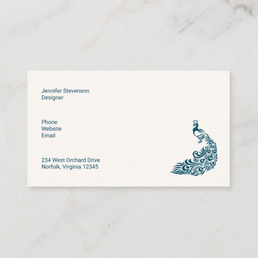 Blauwgroen ontwerp voor kunstdeco-ontwerp met stij visitekaartje (Achterkant)