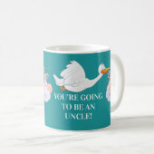 Blauwgroen Oom Zwangerschap Aankondiging Stork Bab Koffiemok (Voorkant rechts)