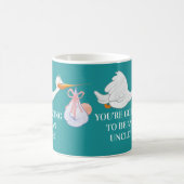 Blauwgroen Oom Zwangerschap Aankondiging Stork Bab Koffiemok (Center)