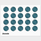 Blauwgroen op Pewter 1,5-inch Ronde Hartelijk dank Sticker (Vel)