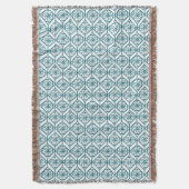 Blauwgroen op White Ethnic Pattern, Flowers, Chevr Deken (Voorkant Verticaal)