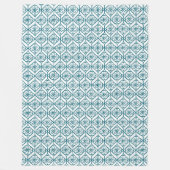 Blauwgroen op White Ethnic Pattern, Flowers, Chevr Fleece Deken (Voorkant)