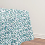 Blauwgroen op White Ethnic Pattern, Flowers, Chevr Tafelkleed (Voorbeeld)