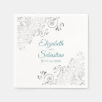 Blauwgroen op Wit met Zilveren Vrienden Elegant We