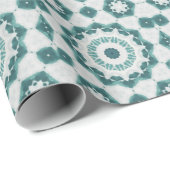 Blauwgroen op Witte Tegel All Occasion Wrapping Pa Cadeaupapier (Rol Hoek)