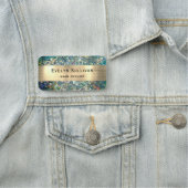 Blauwgroen Opal Faux Gold Folie Glitter Naam Tag (In situ)