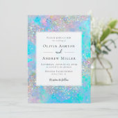 Blauwgroen Opal Stone Glitter Alles In Een QR-brui Kaart (Staand voorkant)