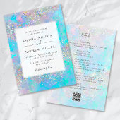 Blauwgroen Opal Stone Glitter Alles In Een QR-brui Kaart