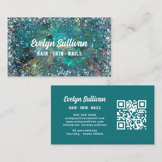 Blauwgroen Opal Visitekaartje (Voorkant / Achterkant)