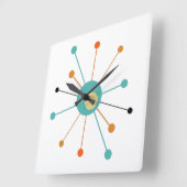 Blauwgroen Oranje atoomtijdperk Starburst midden e Vierkante Klok (Hoek)